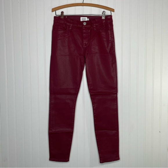 HUDSON Natalie Bordeaux Coated Super Skinny Ankle Jeans - Picture 2 of 7